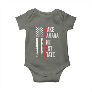 Funny Trump Make Canada 51st State Baby Onesie TS10 Military Green Print Your Wear
