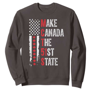 Funny Trump Make Canada 51st State Sweatshirt TS10 Dark Chocolate Print Your Wear