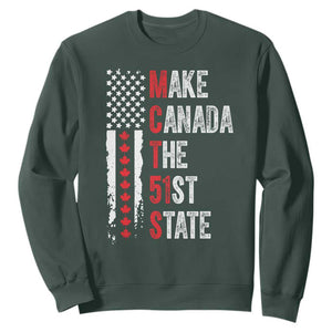 Funny Trump Make Canada 51st State Sweatshirt TS10 Dark Forest Green Print Your Wear