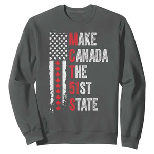 Funny Trump Make Canada 51st State Sweatshirt TS10 Dark Heather Print Your Wear
