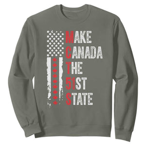 Funny Trump Make Canada 51st State Sweatshirt TS10 Military Green Print Your Wear