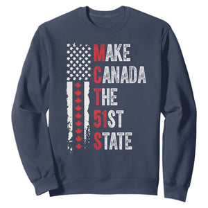 Funny Trump Make Canada 51st State Sweatshirt TS10 Navy Print Your Wear