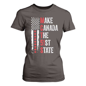Funny Trump Make Canada 51st State T Shirt For Women TS10 Dark Chocolate Print Your Wear