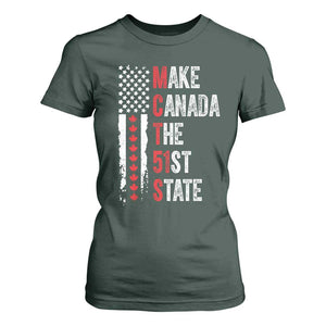 Funny Trump Make Canada 51st State T Shirt For Women TS10 Dark Forest Green Print Your Wear