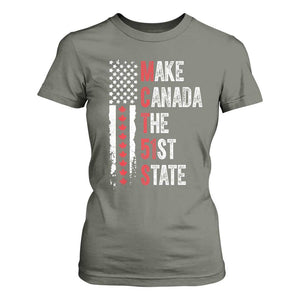Funny Trump Make Canada 51st State T Shirt For Women TS10 Military Green Print Your Wear