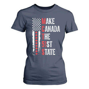 Funny Trump Make Canada 51st State T Shirt For Women TS10 Navy Print Your Wear