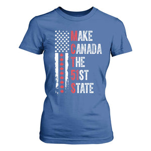 Funny Trump Make Canada 51st State T Shirt For Women TS10 Royal Blue Print Your Wear