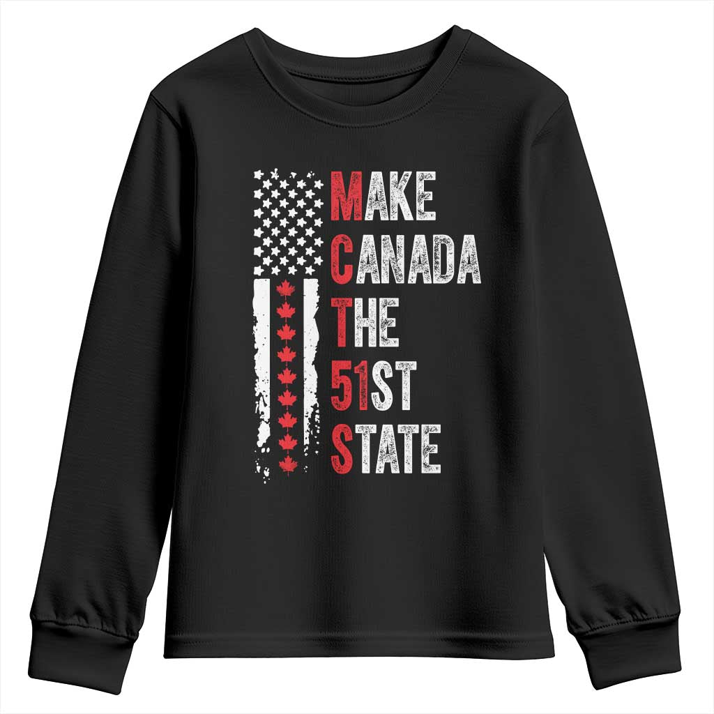 Funny Trump Make Canada 51st State Youth Sweatshirt TS10 Black Print Your Wear