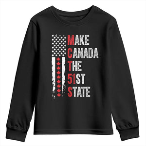 Funny Trump Make Canada 51st State Youth Sweatshirt TS10 Black Print Your Wear