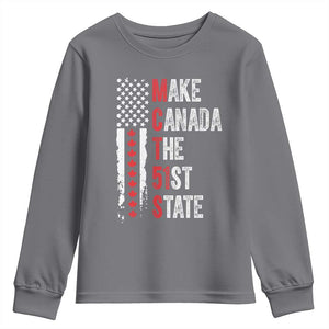 Funny Trump Make Canada 51st State Youth Sweatshirt TS10 Charcoal Print Your Wear