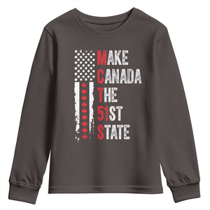 Funny Trump Make Canada 51st State Youth Sweatshirt TS10 Dark Chocolate Print Your Wear
