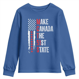 Funny Trump Make Canada 51st State Youth Sweatshirt TS10 Royal Blue Print Your Wear