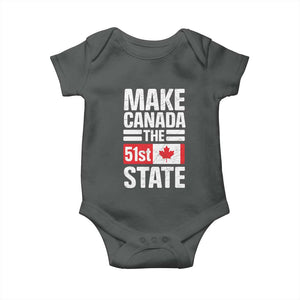Funny Trump Make Canada 51st State Baby Onesie Canadian Flag TS10 Dark Heather Print Your Wear