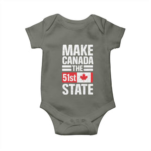 Funny Trump Make Canada 51st State Baby Onesie Canadian Flag TS10 Military Green Print Your Wear
