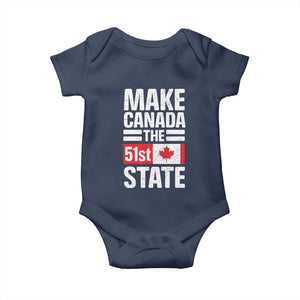 Funny Trump Make Canada 51st State Baby Onesie Canadian Flag TS10 Navy Print Your Wear