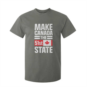 Funny Trump Make Canada 51st State T Shirt For Kid Canadian Flag TS10 Military Green Print Your Wear