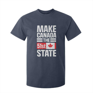 Funny Trump Make Canada 51st State T Shirt For Kid Canadian Flag TS10 Navy Print Your Wear
