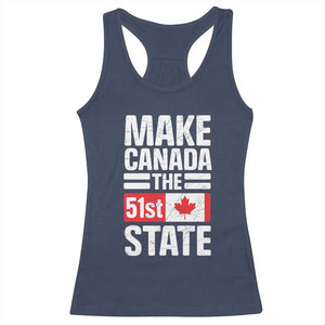 Funny Trump Make Canada 51st State Racerback Tank Top Canadian Flag TS10 Navy Print Your Wear