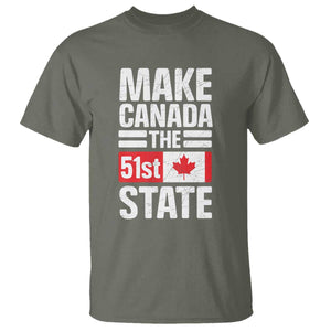 Funny Trump Make Canada 51st State T Shirt Canadian Flag TS10 Military Green Print Your Wear