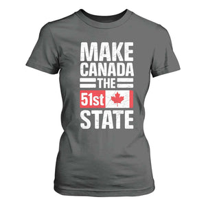 Funny Trump Make Canada 51st State T Shirt For Women Canadian Flag TS10 Dark Heather Print Your Wear