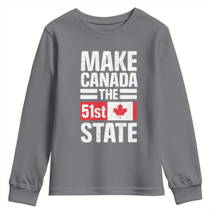 Funny Trump Make Canada 51st State Youth Sweatshirt Canadian Flag TS10 Charcoal Print Your Wear