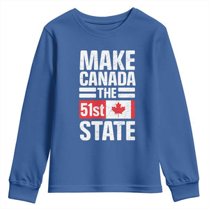 Funny Trump Make Canada 51st State Youth Sweatshirt Canadian Flag TS10 Royal Blue Print Your Wear