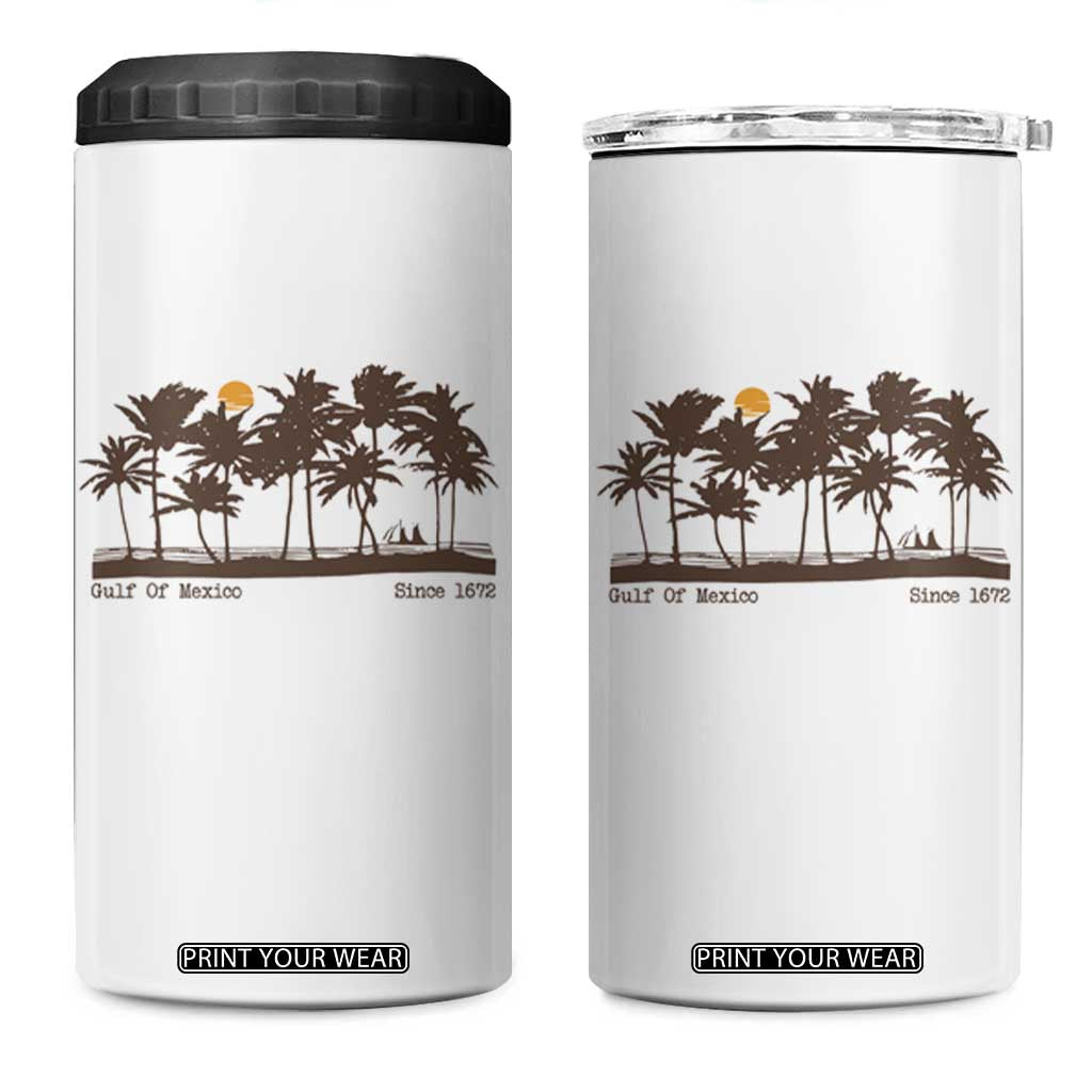 Gulf of Mexico 4 in 1 Can Cooler Tumbler Since 1672 Vintage 70s Retro Vintage TS10 One Size: 16 oz White Print Your Wear