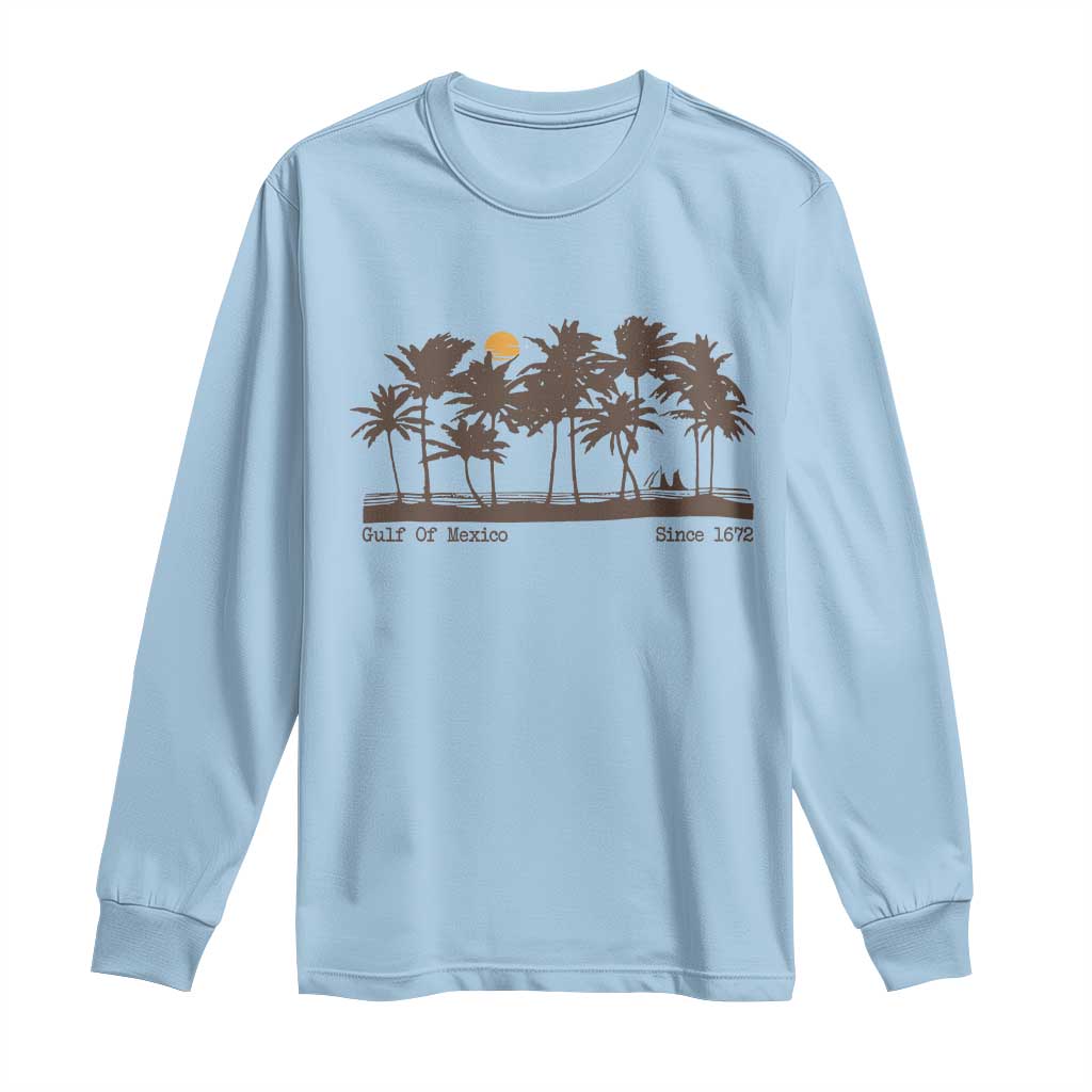 Gulf of Mexico Long Sleeve Shirt Since 1672 Vintage 70s Retro Vintage TS10 Light Blue Print Your Wear