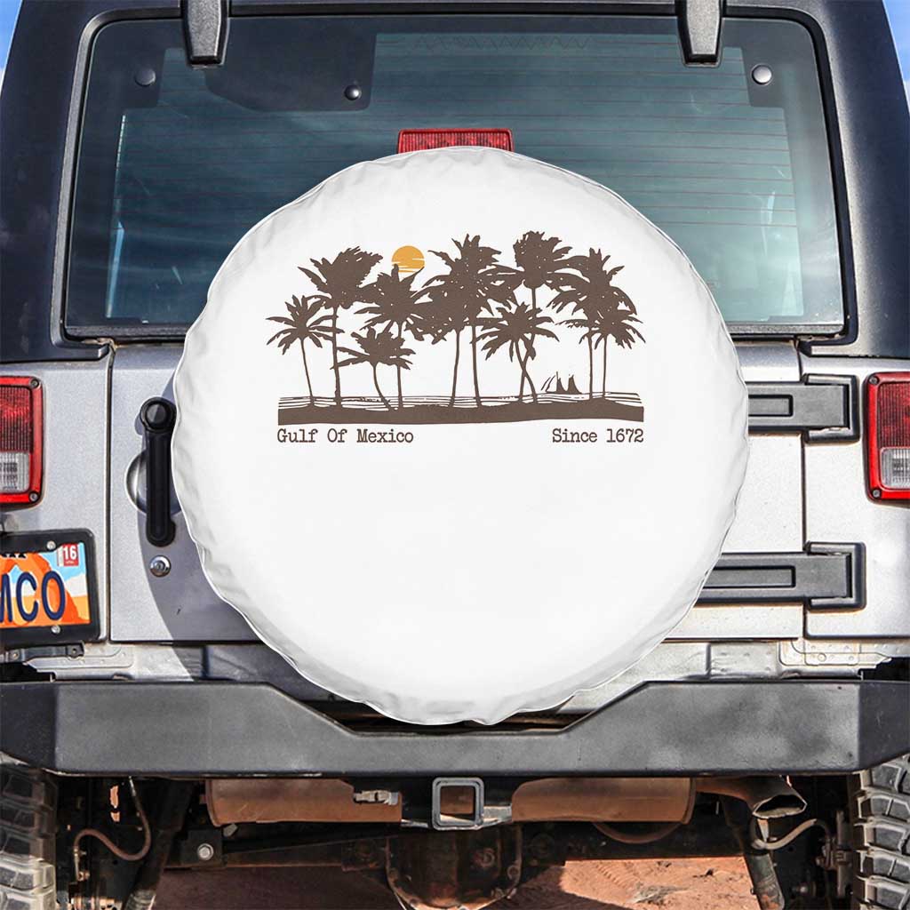 Gulf of Mexico Spare Tire Cover Since 1672 Vintage 70s Retro Vintage TS10 No hole White Print Your Wear