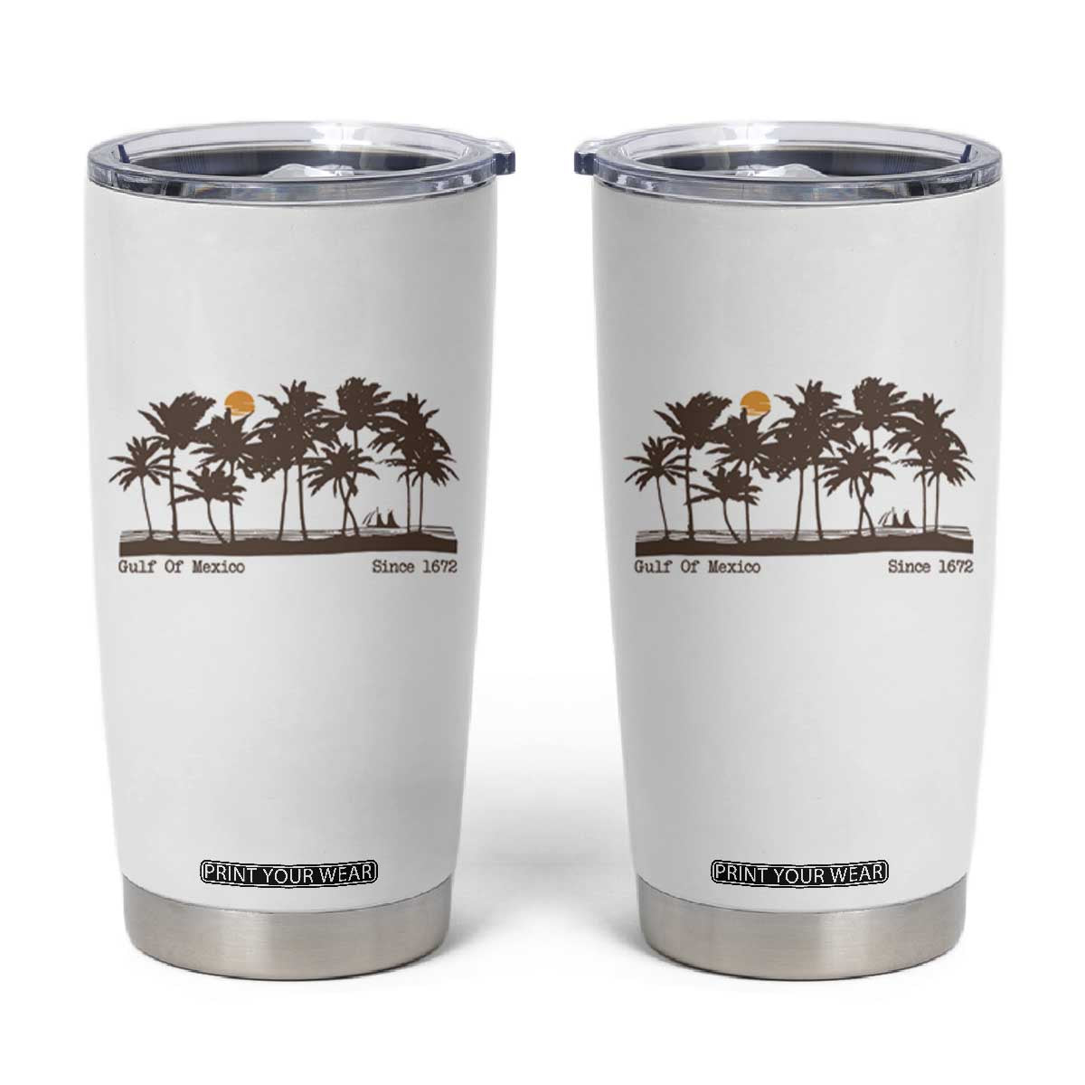 Gulf of Mexico Tumbler Cup Since 1672 Vintage 70s Retro Vintage TS10 White Print Your Wear