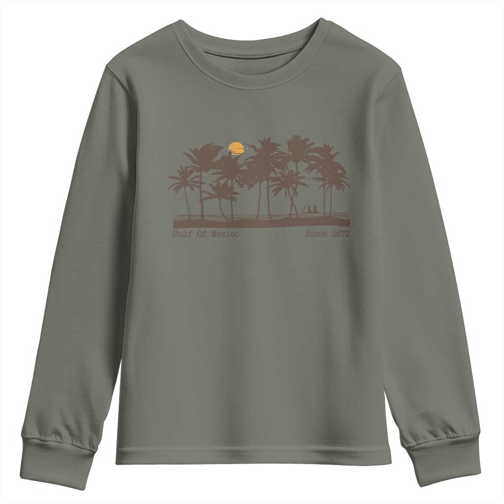 Gulf of Mexico Youth Sweatshirt Since 1672 Vintage 70s Retro Vintage TS10 Military Green Print Your Wear