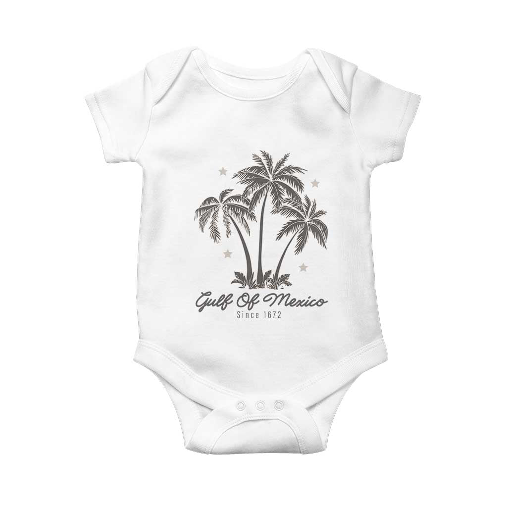Gulf of Mexico Baby Onesie 1672 Retro Beach Vibe Palm Trees TS10 White Print Your Wear
