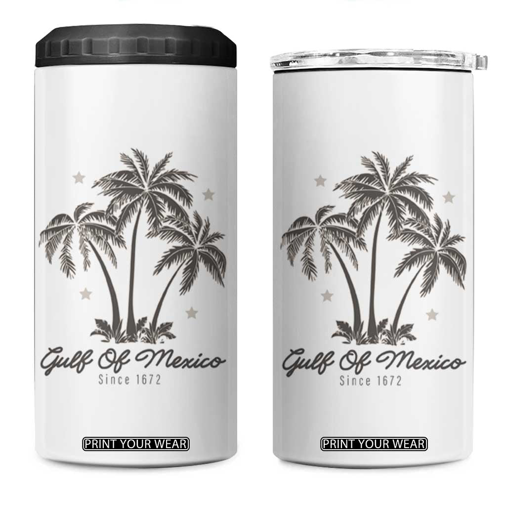Gulf of Mexico 4 in 1 Can Cooler Tumbler 1672 Retro Beach Vibe Palm Trees TS10 One Size: 16 oz White Print Your Wear