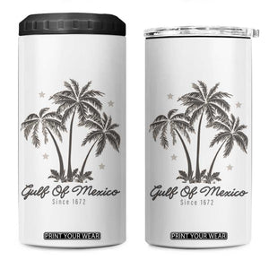 Gulf of Mexico 4 in 1 Can Cooler Tumbler 1672 Retro Beach Vibe Palm Trees TS10 One Size: 16 oz White Print Your Wear