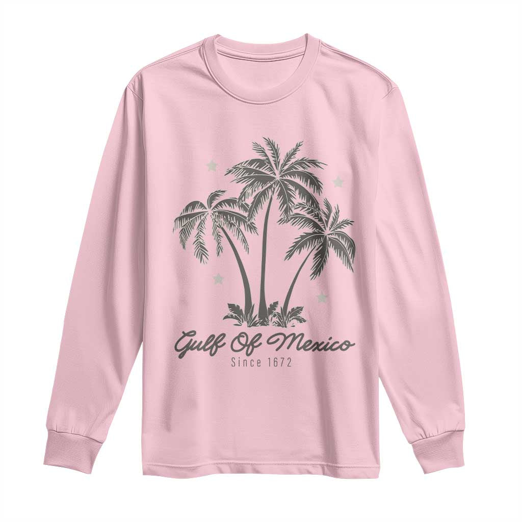 Gulf of Mexico Long Sleeve Shirt 1672 Retro Beach Vibe Palm Trees TS10 Light Pink Print Your Wear