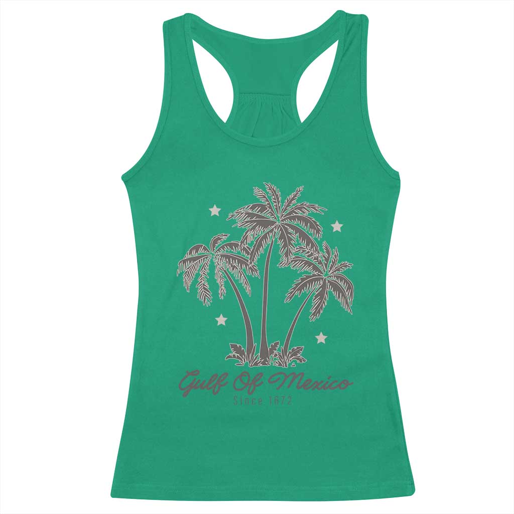 Gulf of Mexico Racerback Tank Top 1672 Retro Beach Vibe Palm Trees TS10 Irish Green Print Your Wear