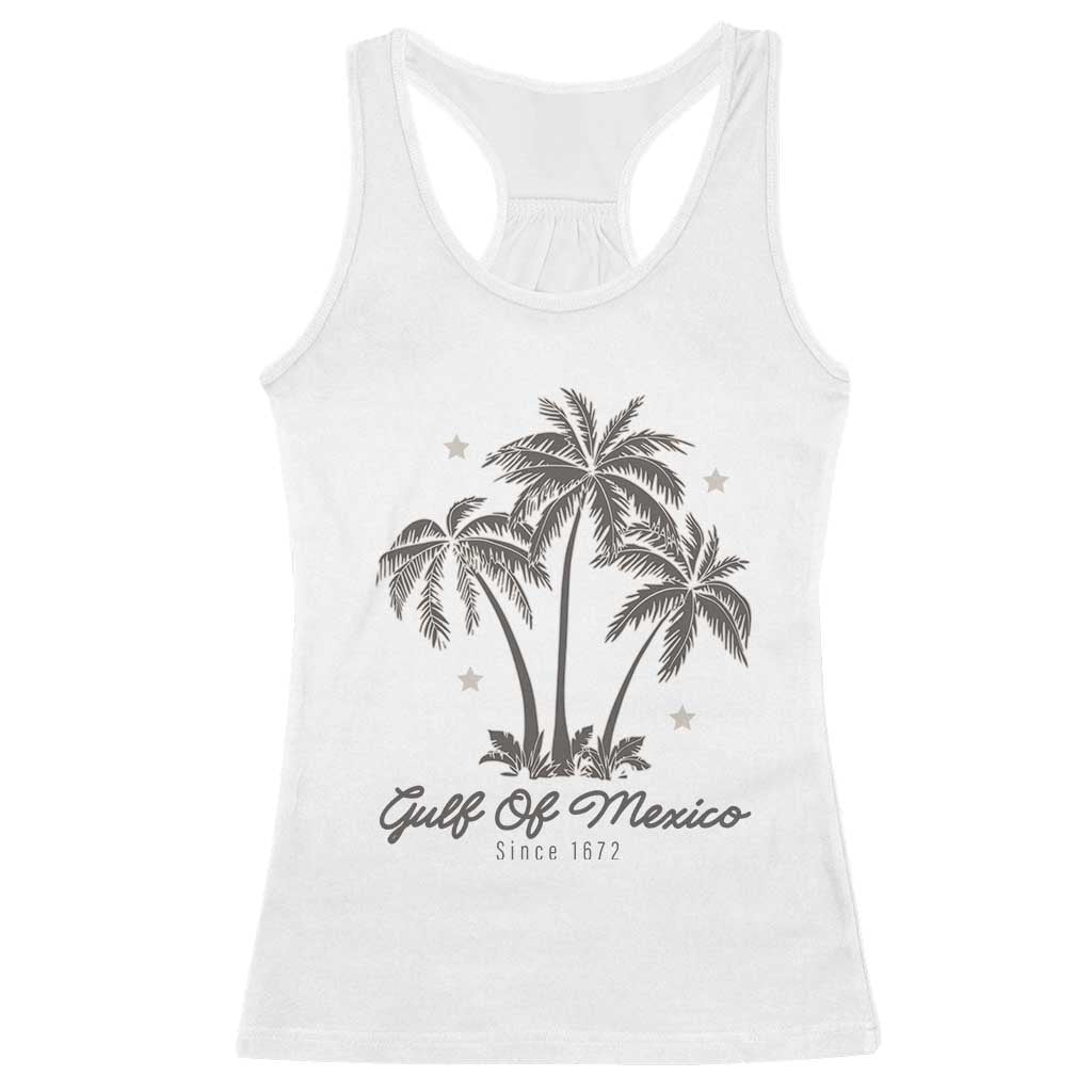 Gulf of Mexico Racerback Tank Top 1672 Retro Beach Vibe Palm Trees TS10 White Print Your Wear