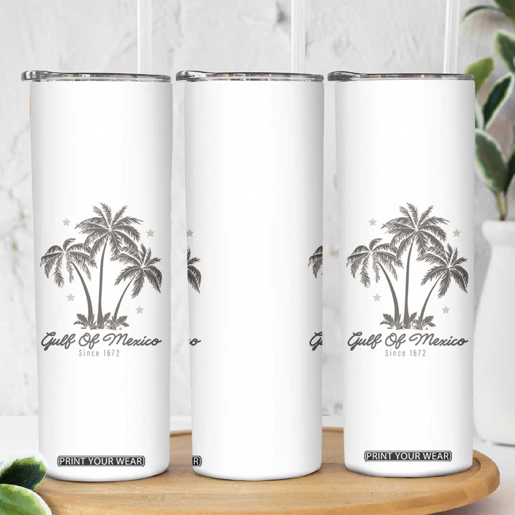 Gulf of Mexico Skinny Tumbler 1672 Retro Beach Vibe Palm Trees TS10 Print Your Wear