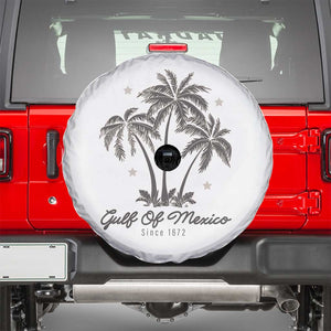 Gulf of Mexico Spare Tire Cover 1672 Retro Beach Vibe Palm Trees TS10 White Print Your Wear