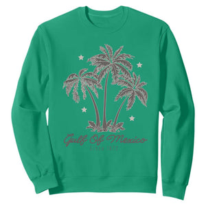 Gulf of Mexico Sweatshirt 1672 Retro Beach Vibe Palm Trees TS10 Irish Green Print Your Wear