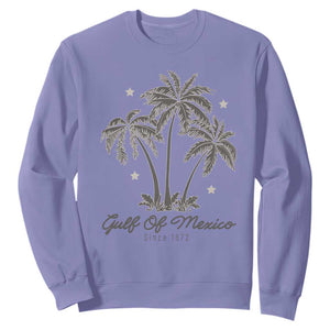 Gulf of Mexico Sweatshirt 1672 Retro Beach Vibe Palm Trees TS10 Violet Print Your Wear