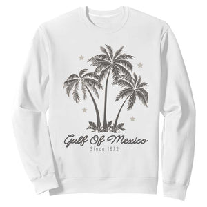 Gulf of Mexico Sweatshirt 1672 Retro Beach Vibe Palm Trees TS10 White Print Your Wear