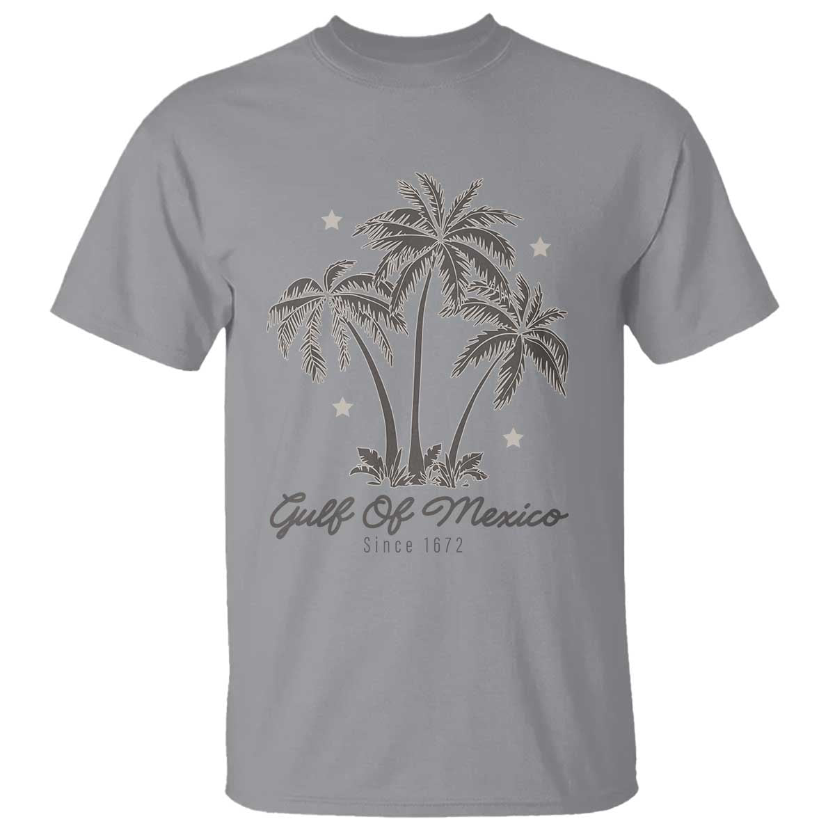 Gulf of Mexico T Shirt 1672 Retro Beach Vibe Palm Trees TS10 Sport Gray Print Your Wear