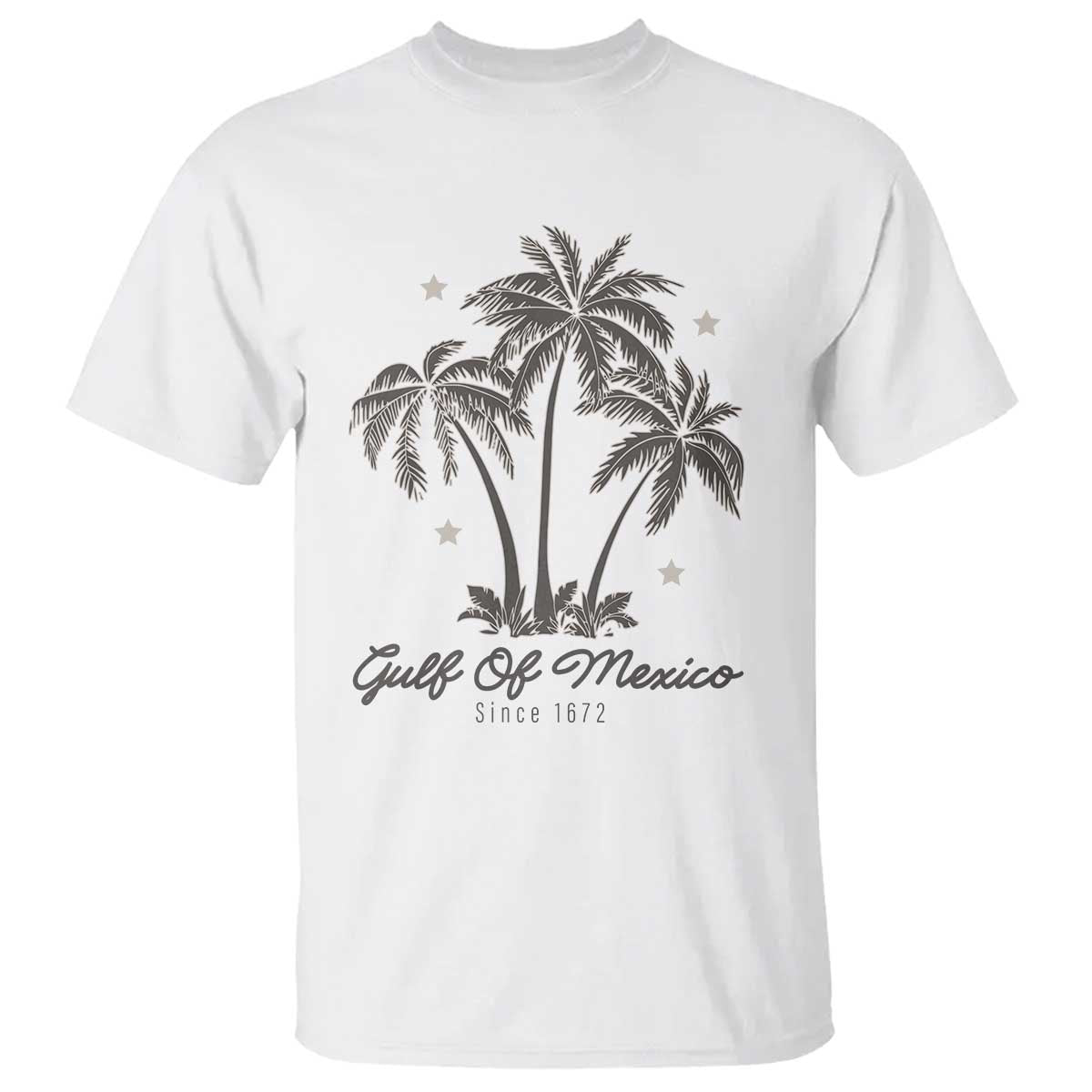Gulf of Mexico T Shirt 1672 Retro Beach Vibe Palm Trees TS10 White Print Your Wear