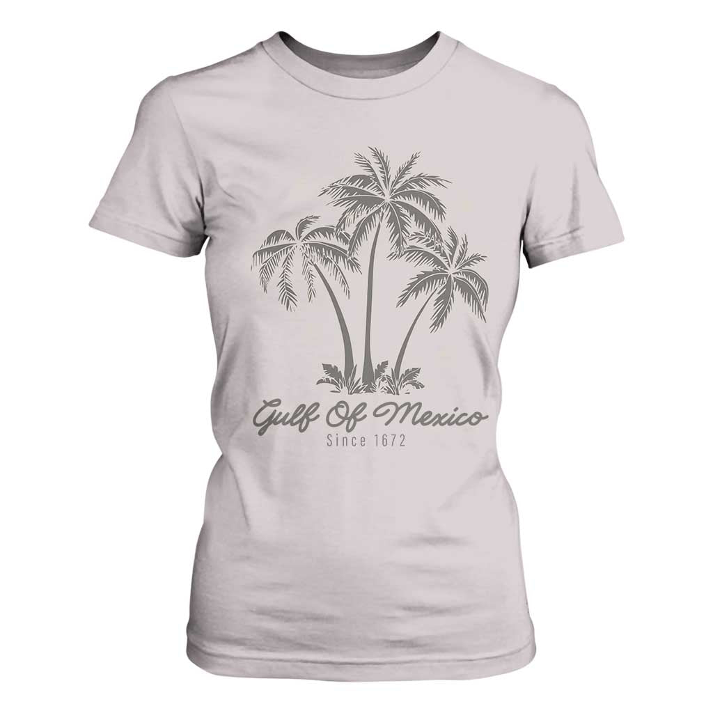 Gulf of Mexico T Shirt For Women 1672 Retro Beach Vibe Palm Trees TS10 Ice Gray Print Your Wear