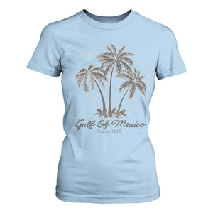 Gulf of Mexico T Shirt For Women 1672 Retro Beach Vibe Palm Trees TS10 Light Blue Print Your Wear