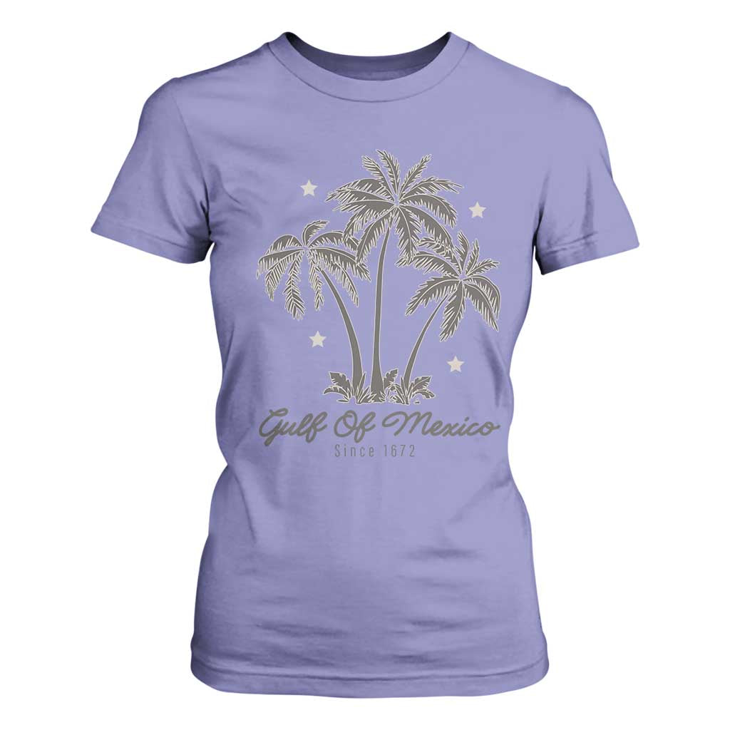Gulf of Mexico T Shirt For Women 1672 Retro Beach Vibe Palm Trees TS10 Violet Print Your Wear