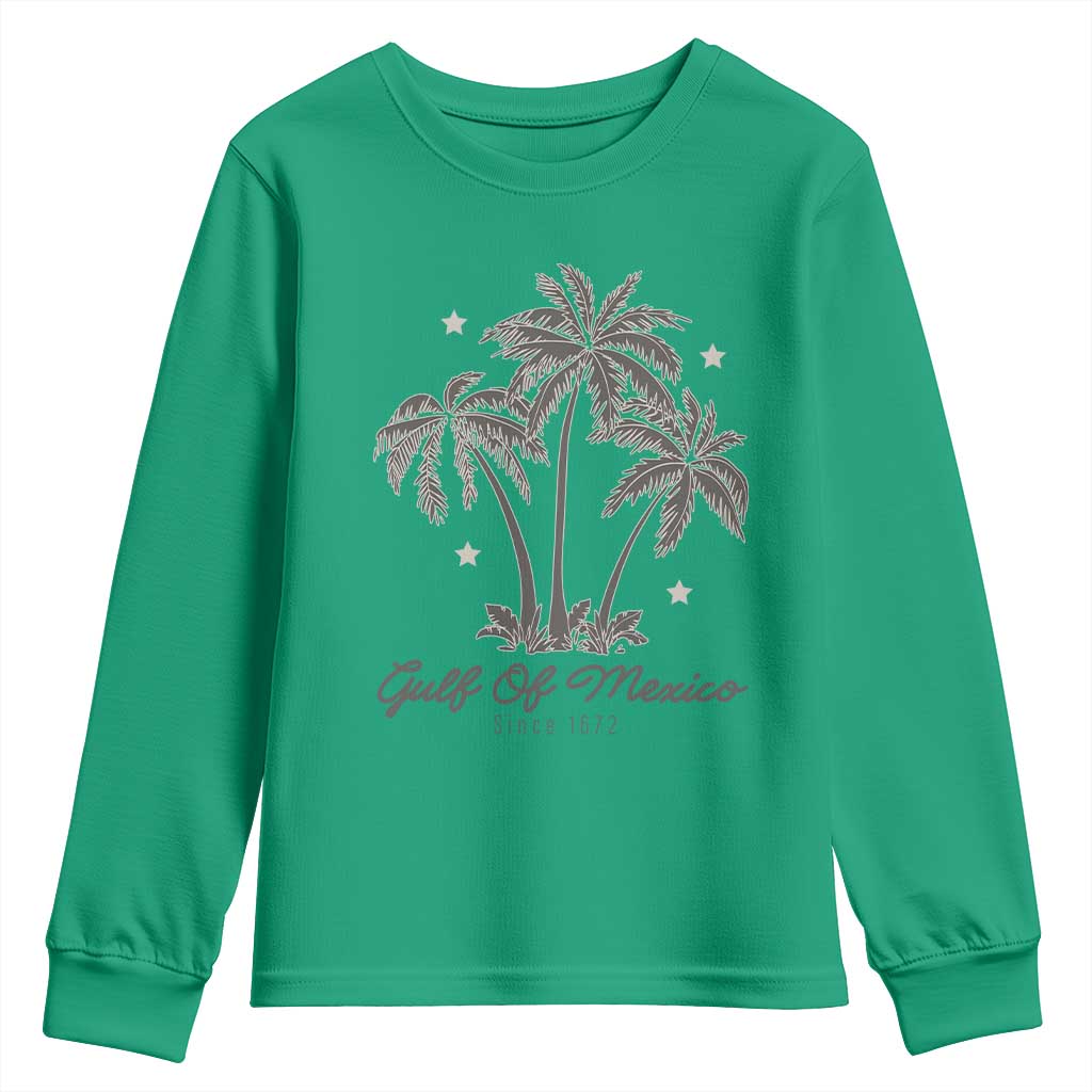 Gulf of Mexico Youth Sweatshirt 1672 Retro Beach Vibe Palm Trees TS10 Irish Green Print Your Wear
