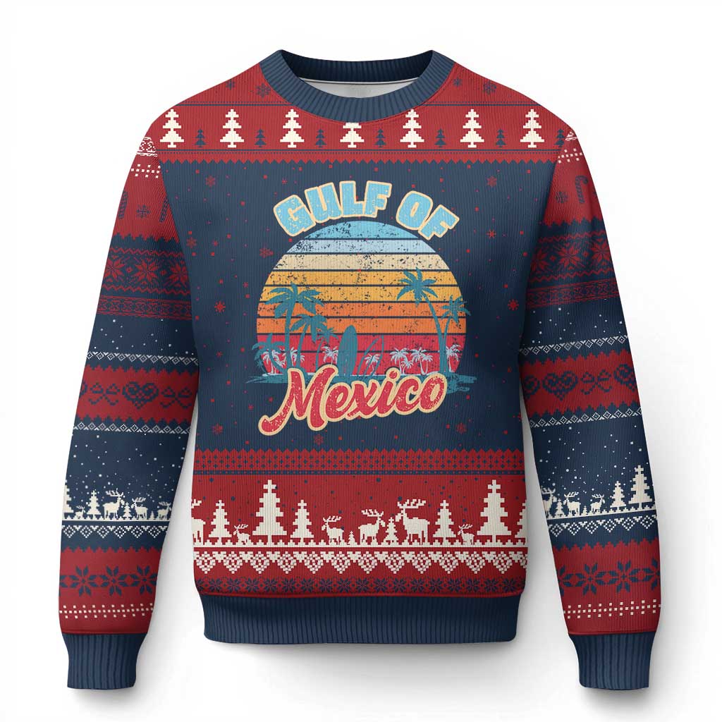 Gulf of Mexico Ugly Christmas Sweater Retro Vintage Beach TS10 Navy Red Print Your Wear