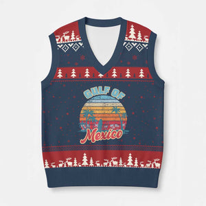 Gulf of Mexico V-Neck Knit Sweater Vest Retro Vintage Beach TS10 Navy Red Print Your Wear